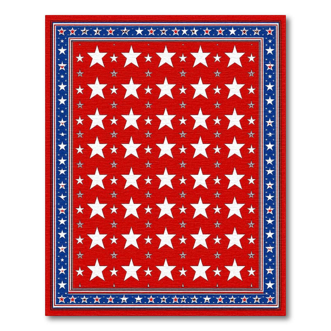Red White Blue Star Patriotic Rug Design View