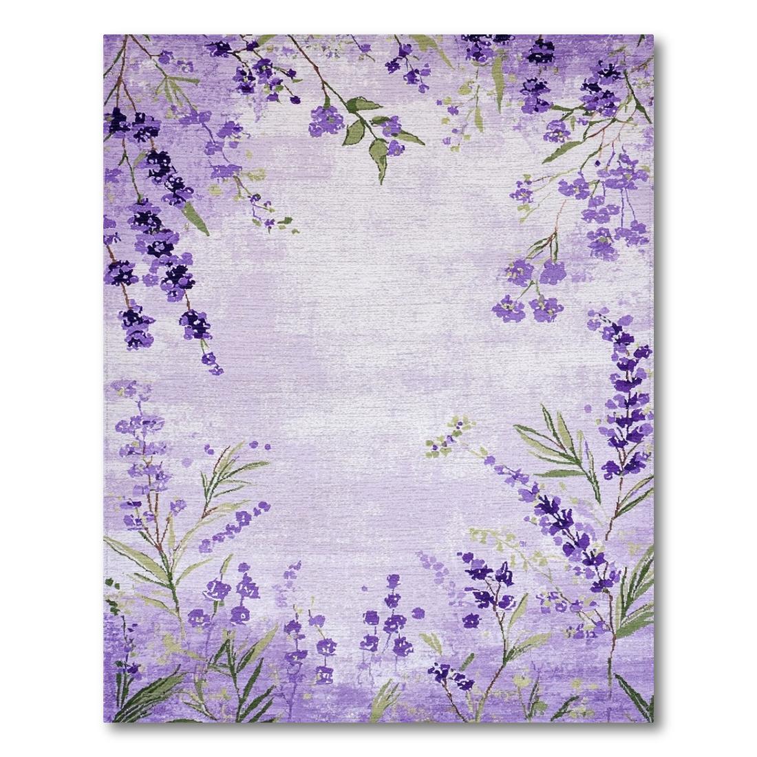 Serene Purple Floral Rug Design View