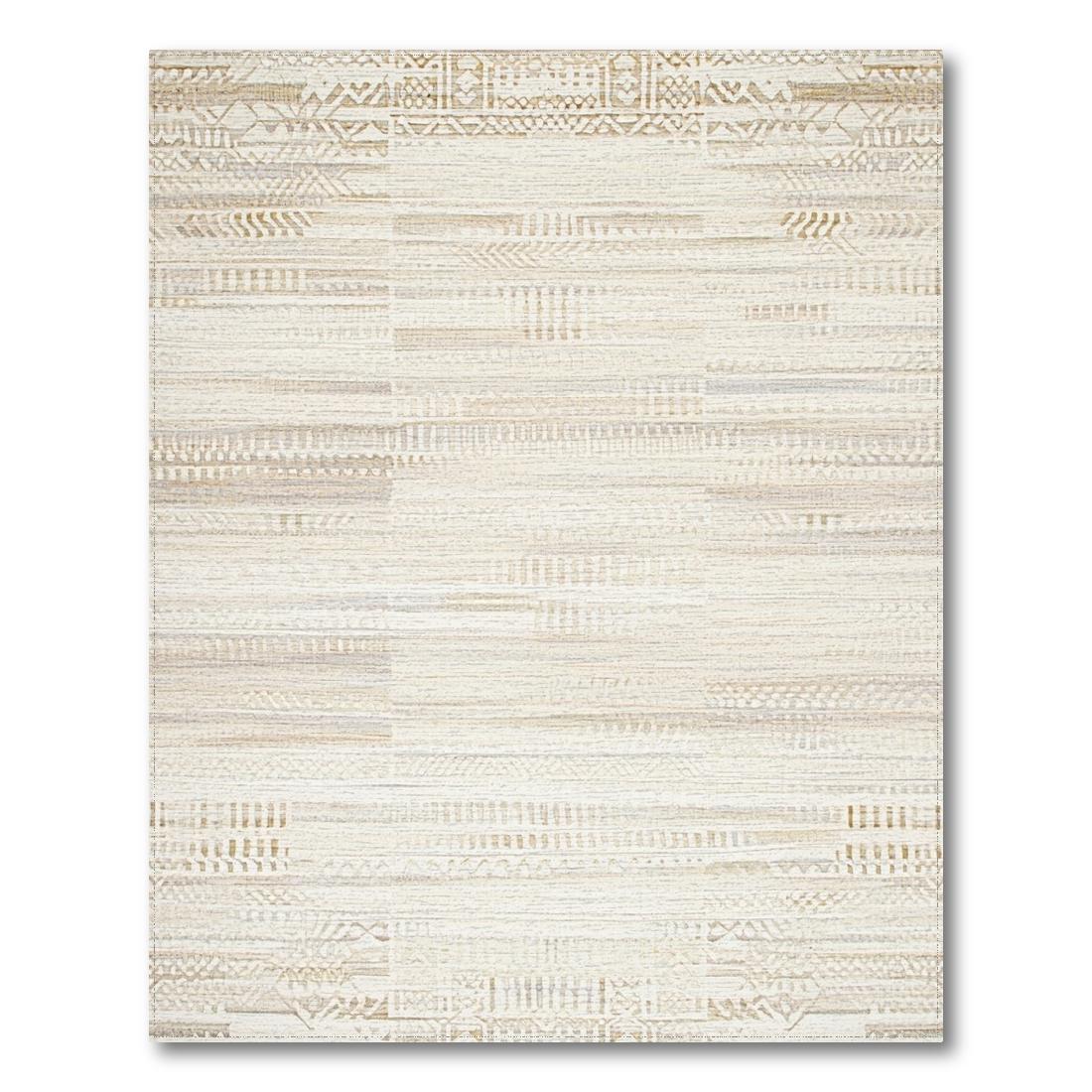 Soft Beige Tribal Striped Serene Rug Design View