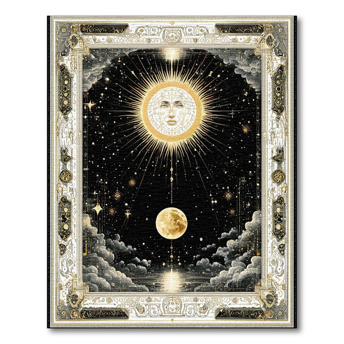 Starry Black Gold Mystic Rug Design View