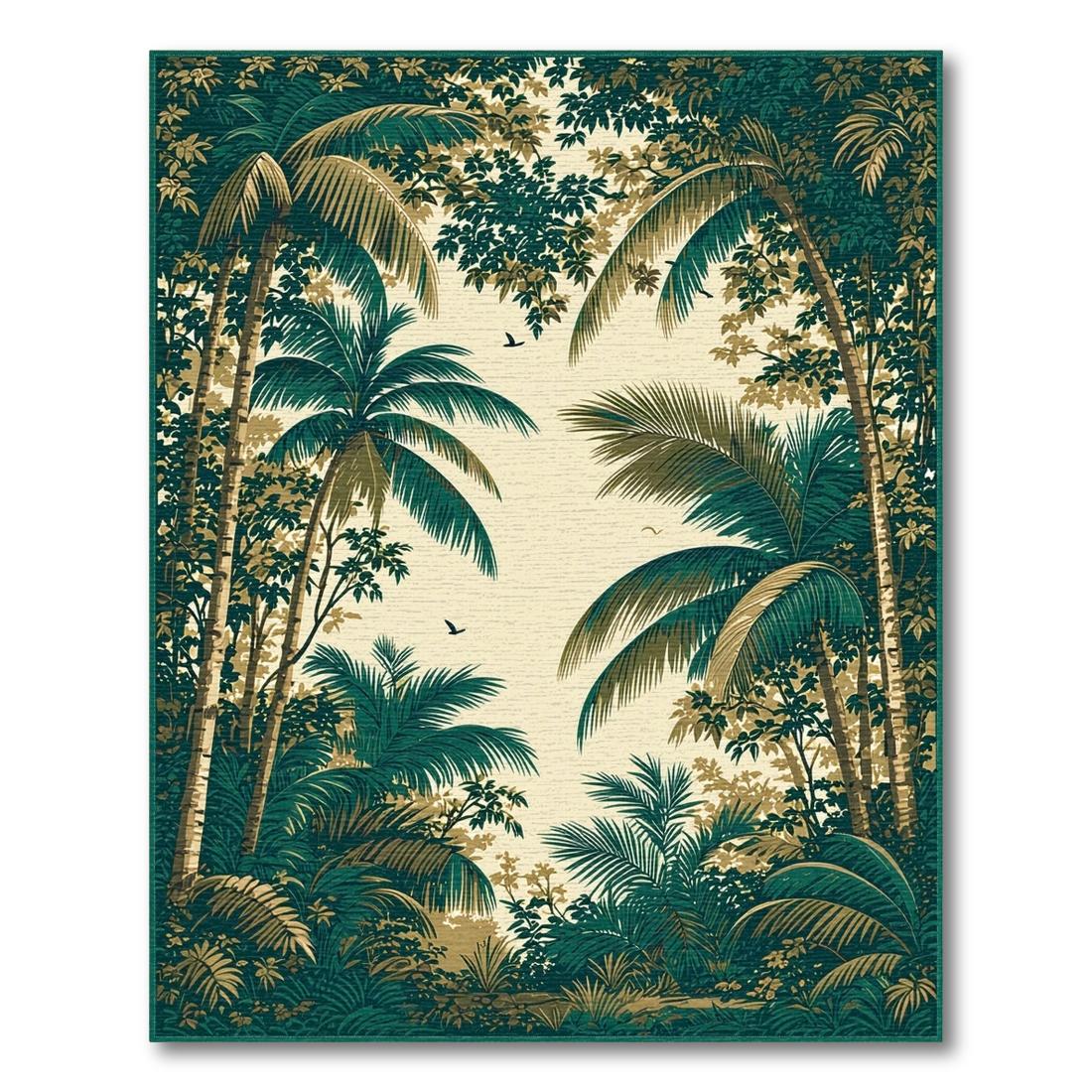 Teal & Gold Lush Jungle Rug Design View