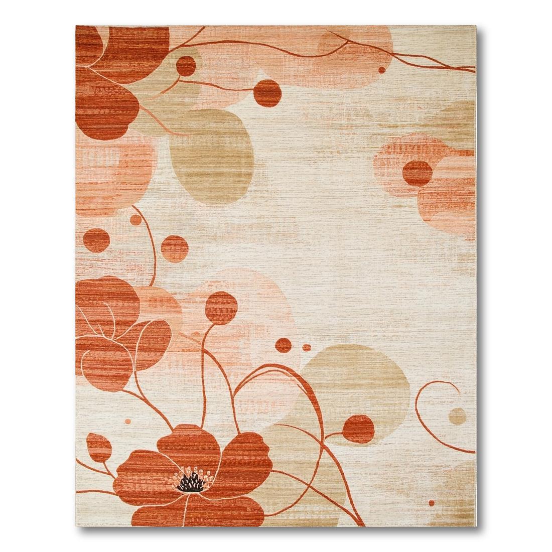 Terracotta Floral Abstract Cozy Rug Design View