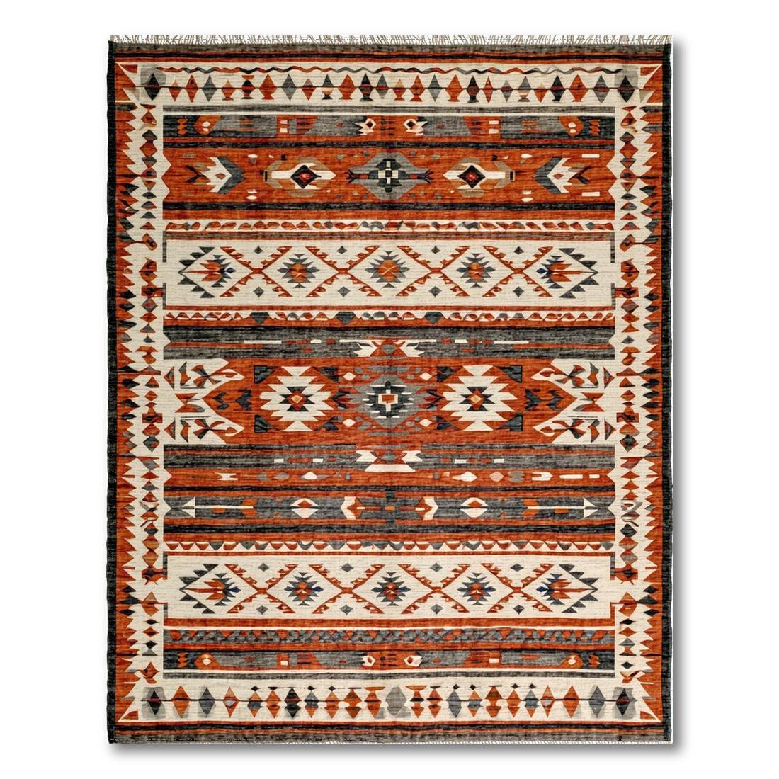 Terracotta Tribal Geometric Warm Rug Design View