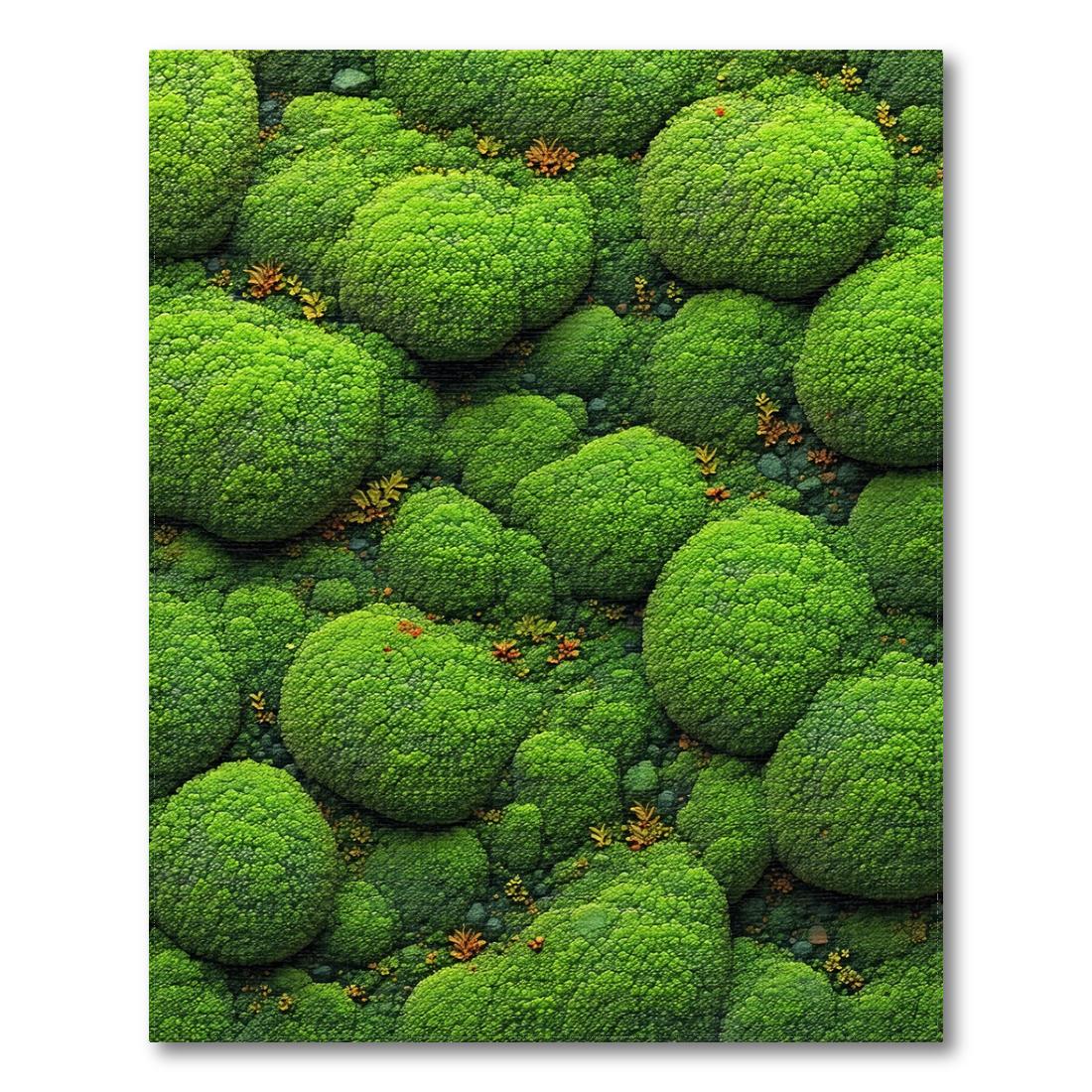 Vibrant Green Mossy Serene Rug Design View