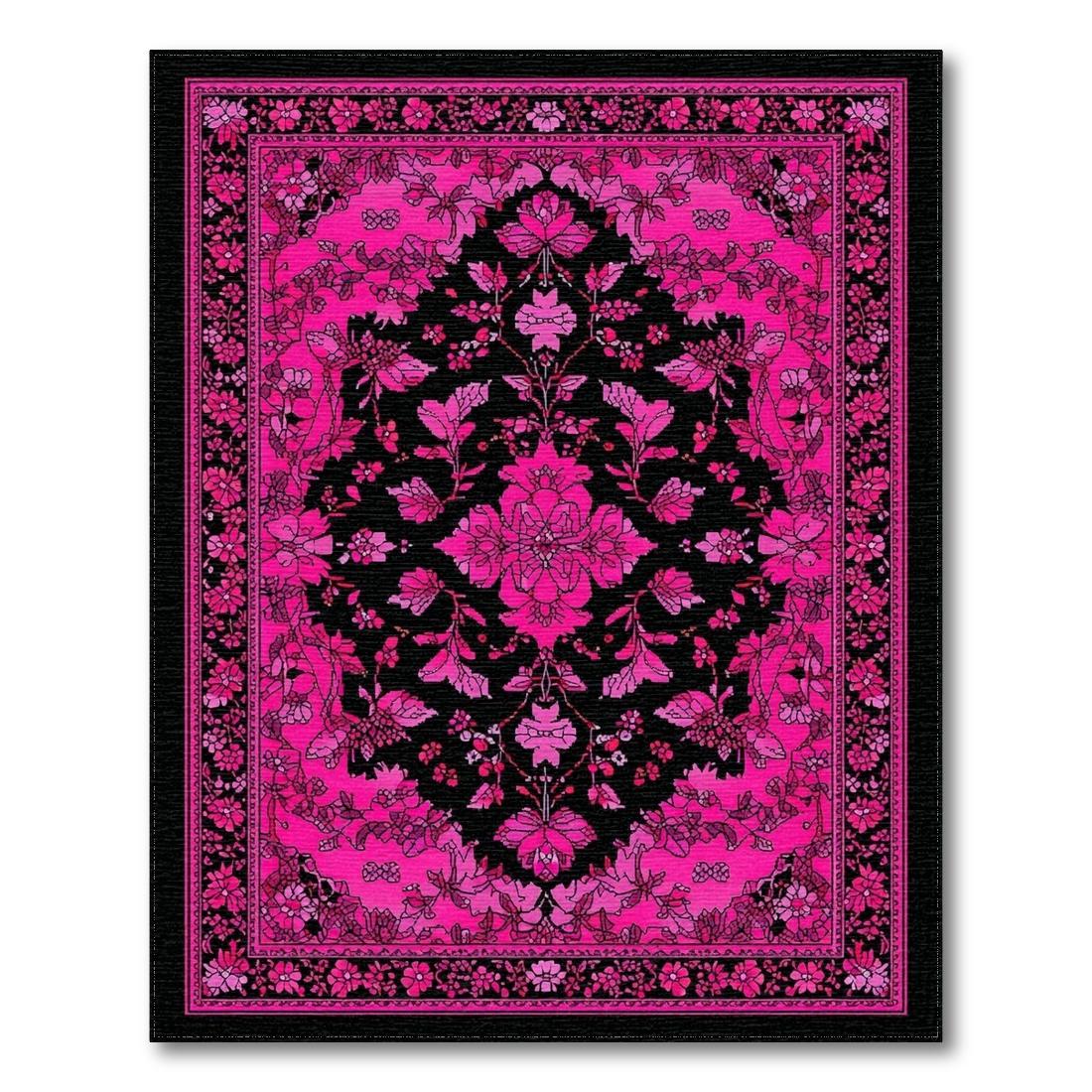 Vibrant Pink Ornate Floral Rug Design View