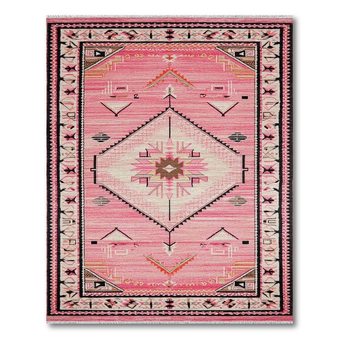 Vibrant Pink Tribal Geometric Cheerful Rug Design View