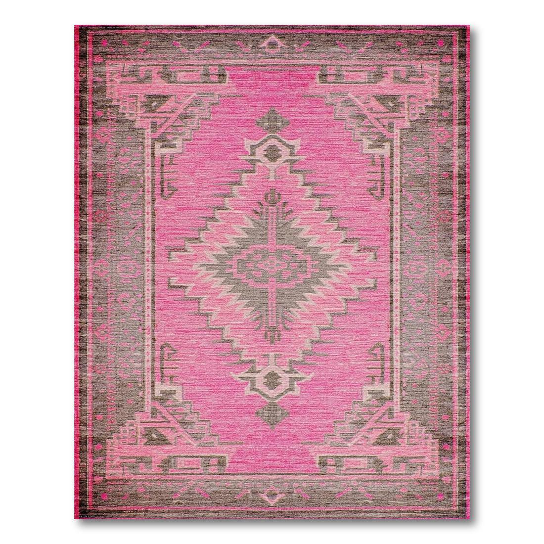 Vibrant Pink Tribal Geometric Rug Design View