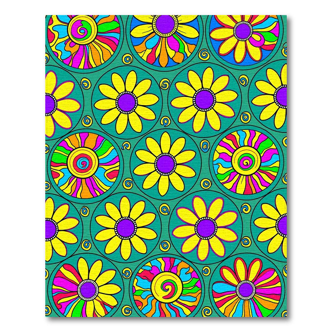 Vibrant Teal Floral Energetic Rug Design View