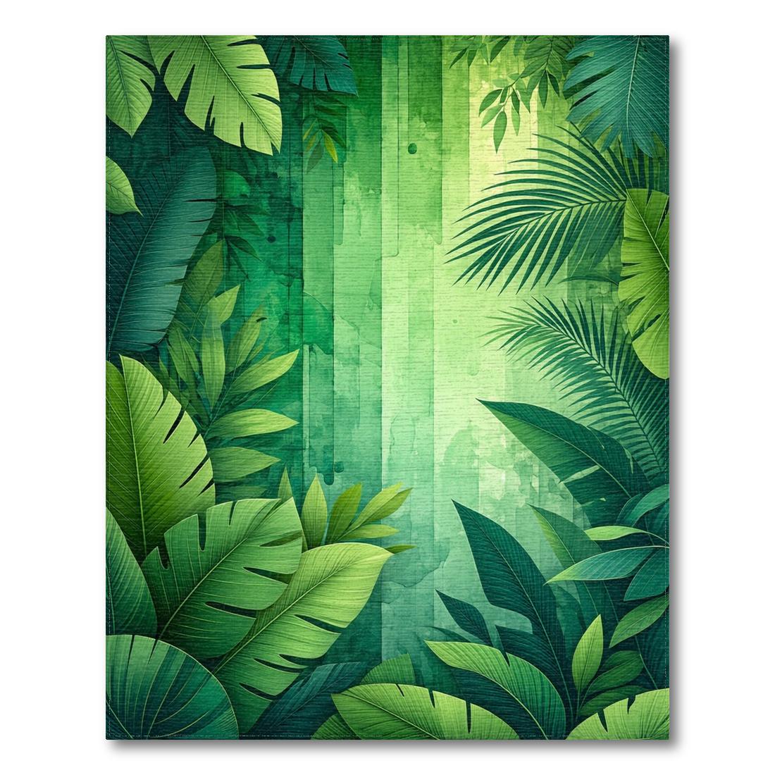 Vibrant Tropical Foliage Green Rug Design View
