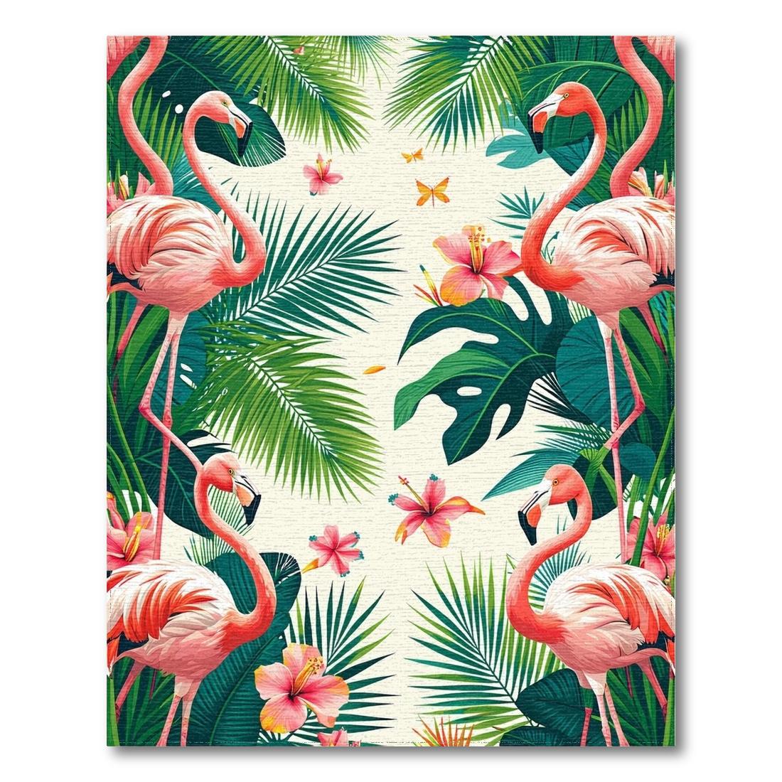 Vibrant Tropical Pink Flamingo Rug Design View