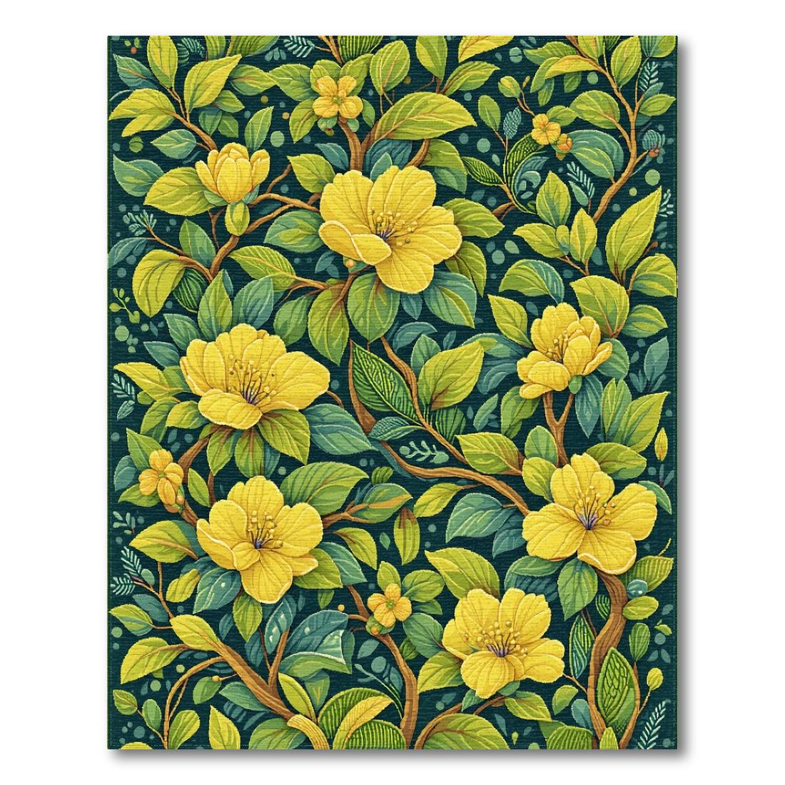Vibrant Yellow Floral Lively Rug Design View