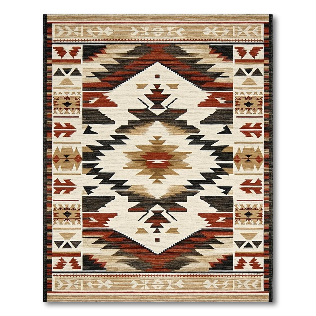 Warm Earthy Geometric Tribal Rug Design View