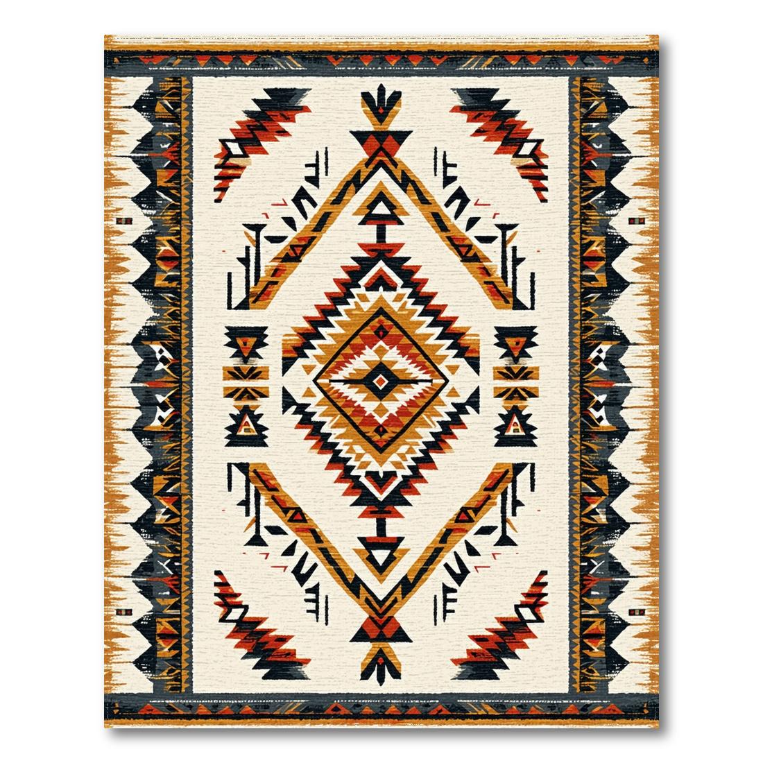 Warm Earthy Tribal Geometric Rug Design View